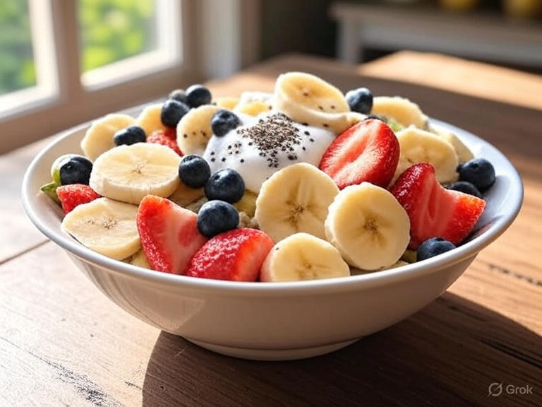 Plated banana salad recipe for quick healthy snacks and nutrition.