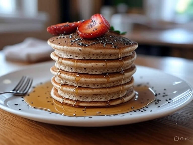  Plated whole wheat pancake recipe for quick healthy snacks and nutrition.