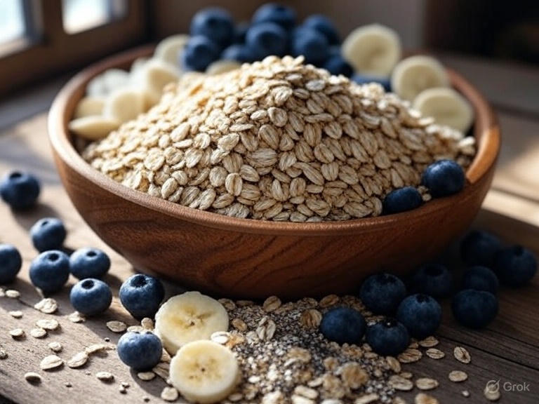 This vibrant image showcases the simplicity and appeal of oats as a healthy base for meals, highlighting their role in nutrition-packed diets.