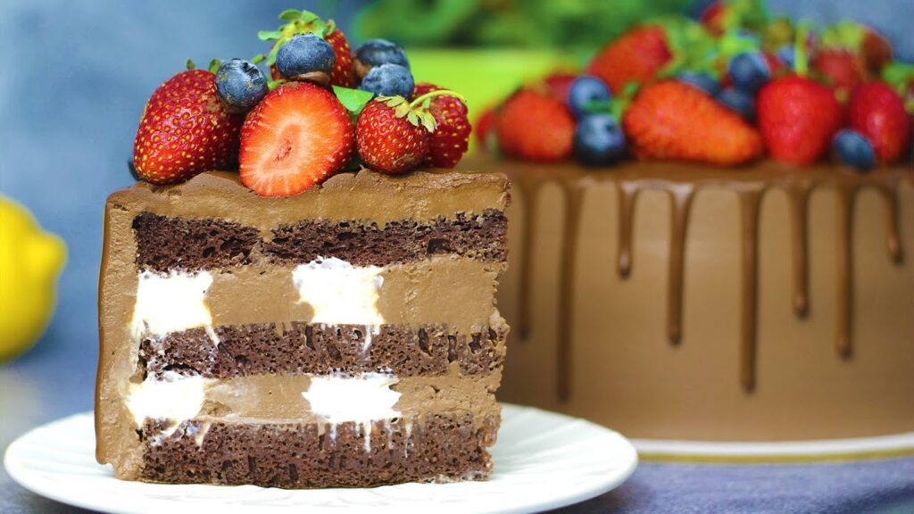  Sliced healthy chocolate cake recipe for low sugar chocolate cake.